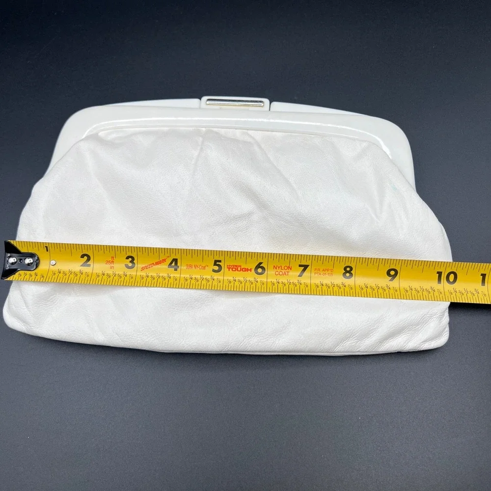 Pierre Charbonnier Vintage White Faux Leather Clutch Bag Plastic Frame France